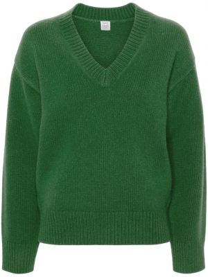 Volneni pulover z v-izrezom Toteme zelena