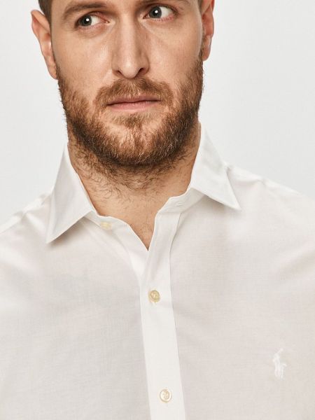Koszula slim fit bawełniana w paski Polo Ralph Lauren biała