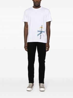 Tričko s výšivkou Calvin Klein bílé