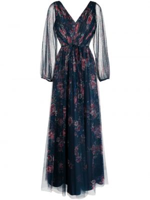Prozorna dolga obleka s cvetličnim vzorcem Marchesa Notte Bridesmaids