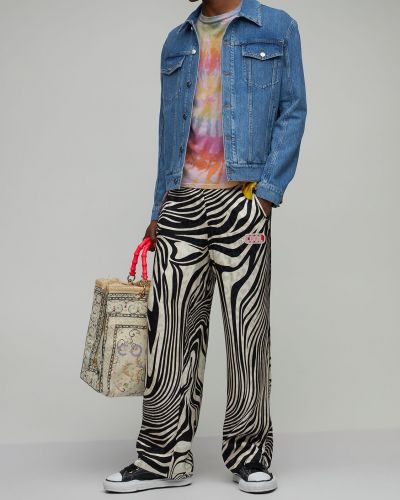 Pantaloni din bumbac din viscoză cu model zebră Cool Tm negru