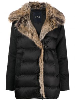 Prošivena vunena jakna Fay crna