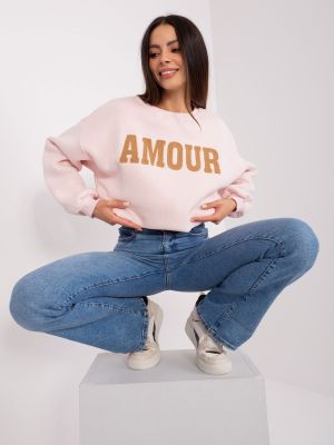 Kapučdžemperis ar uzrakstiem Fashionhunters rozā