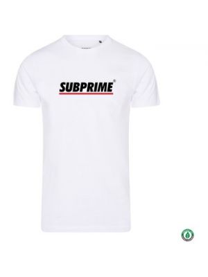 Biała koszula w paski z krótkim rękawem Subprime