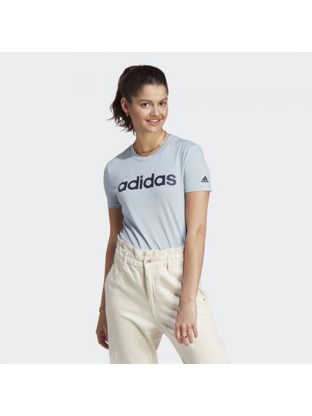 Koszulka slim fit bawełniana Adidas niebieska