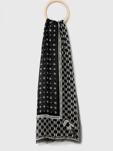 Кашмирен шал с принт Karl Lagerfeld черно