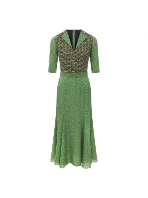 Шелковое платье Ulyana Sergeenko зеленое