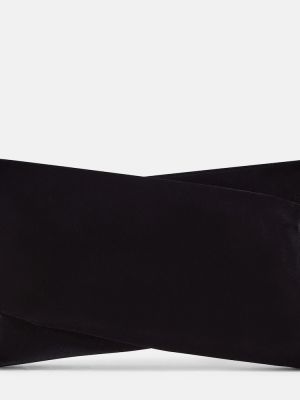Bavlnená zamatová listová kabelka Christian Louboutin čierna