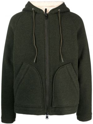 Plstěná bunda na zips s kapucňou Woolrich zelená