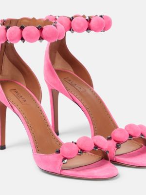 Sandały zamszowe Alaã¯a różowe