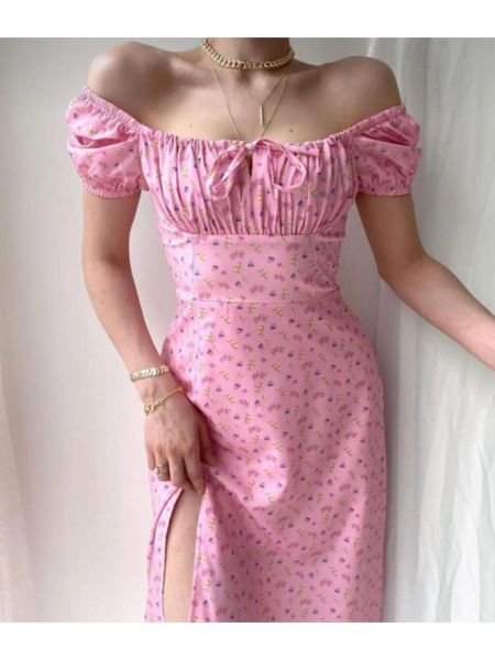 Rochie cu model floral Laluvia roz
