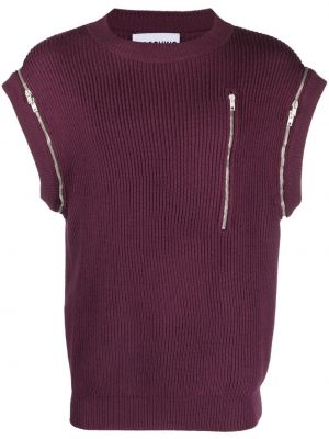 Pletená vesta na zips Moschino fialová
