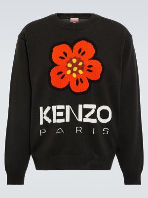 Jersey de algodón de flores de tela jersey Kenzo negro