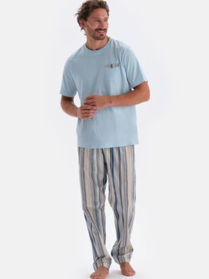 Pijamale cu mâneci scurte împletită Dagi albastru
