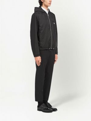 Oboustranná kožená bunda s kapucí Prada černá