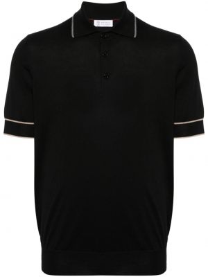 Polo majica s črtami Brunello Cucinelli črna