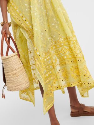 Vestido largo con bordado de algodón Juliet Dunn amarillo