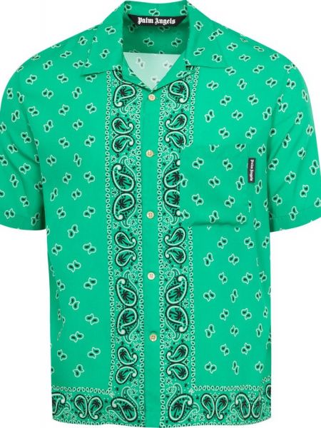 Рубашка с узором пейсли Palm Angels зеленая