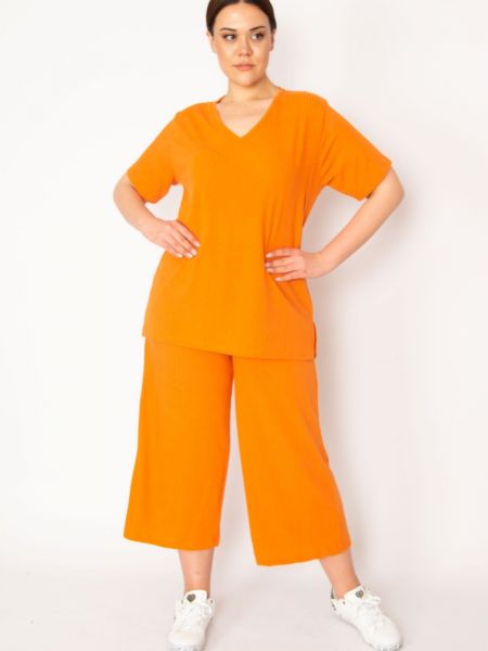 Трикотажні штани з v-подібним вирізом şans помаранчеві