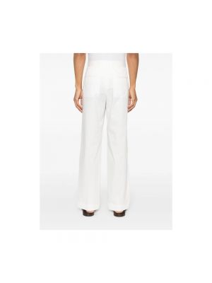 Pantalones rectos de algodón plisados Tagliatore blanco