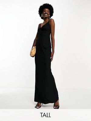 Длинное платье с v-образным вырезом с глубоким декольте Vesper черное