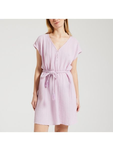 Mini vestido de gasa de algodón Des Petits Hauts rosa