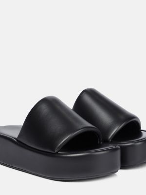 Slides di pelle con platform Balenciaga nero