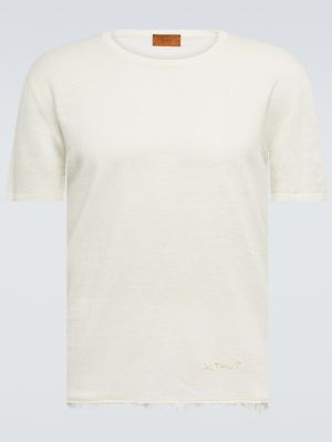 Lněné tričko Alanui bílé