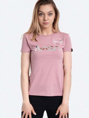 Бавовняна футболка Alpha Industries рожева