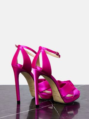 Saténové sandály Jimmy Choo růžové