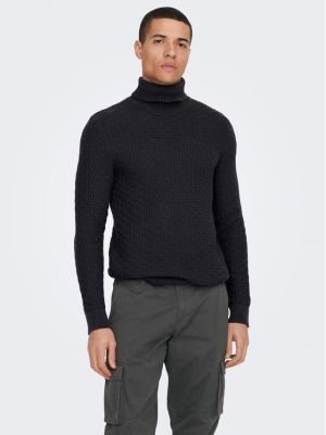 Pull col roulé Only & Sons noir