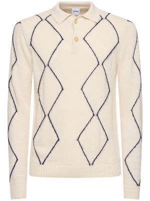 Polo en coton en tricot avec manches longues Aspesi blanc