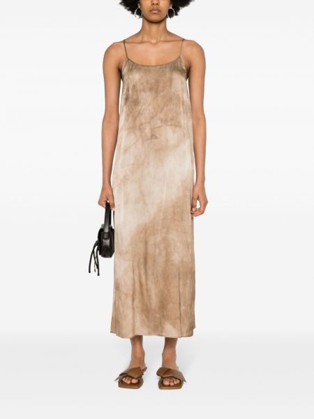 Midi šaty s potiskem s abstraktním vzorem Uma Wang hnědé