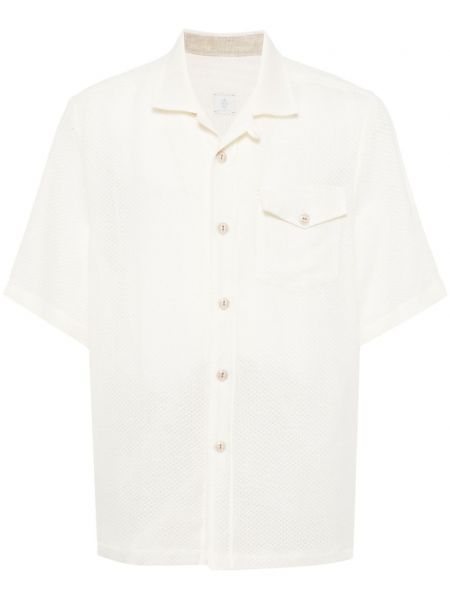 Chemise en tricot avec manches courtes ajourée Eleventy blanc