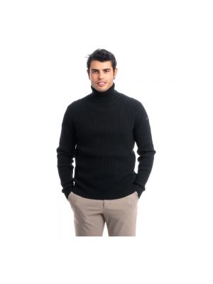 Jersey cuello alto de algodón de punto de tela jersey Rrd negro