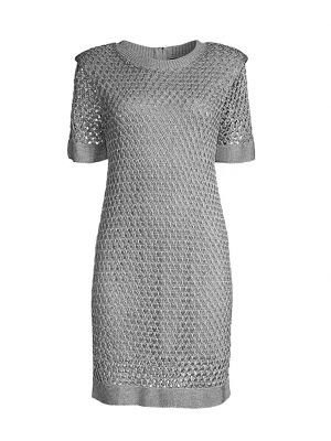 Платье мини с коротким рукавом Milly серебряное
