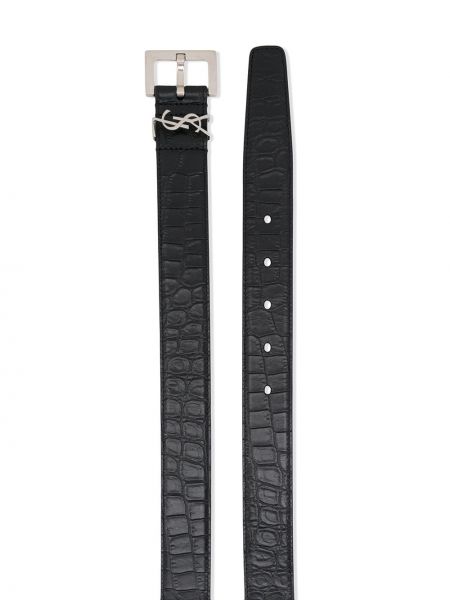 Cinturón de cuero Saint Laurent negro