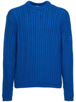 Памучен пуловер Bally синьо