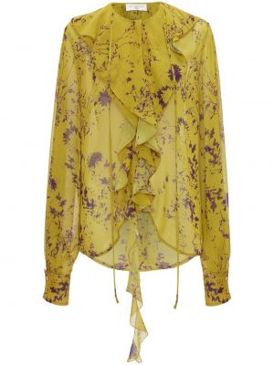 Bluză cu model floral cu imagine Victoria Beckham galben