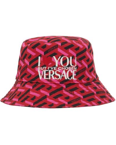 Haftowany kapelusz Versace czerwony