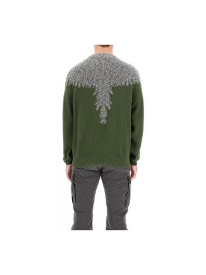 Dzianinowy sweter z okrągłym dekoltem Marcelo Burlon zielony