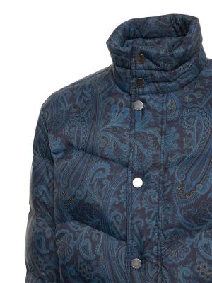 Nylónová páperová bunda s potlačou s paisley vzorom Etro modrá