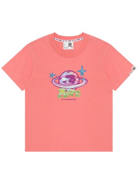 Βαμβακερή μπλούζα με σχέδιο Aape By *a Bathing Ape® ροζ