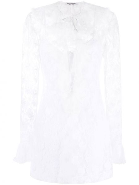 Κοκτέιλ φόρεμα με βολάν με δαντέλα Philosophy Di Lorenzo Serafini λευκό