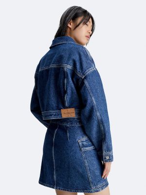 Джинсовая куртка свободного кроя Calvin Klein синяя
