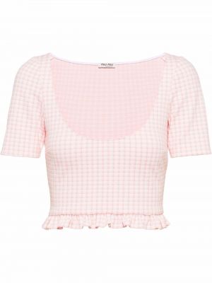 Sjekket crop top Miu Miu rosa