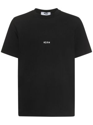 Camiseta de algodón de tela jersey Msgm negro