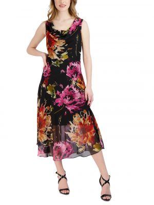 Платье-трапеция в цветочек с принтом Robbie Bee черное