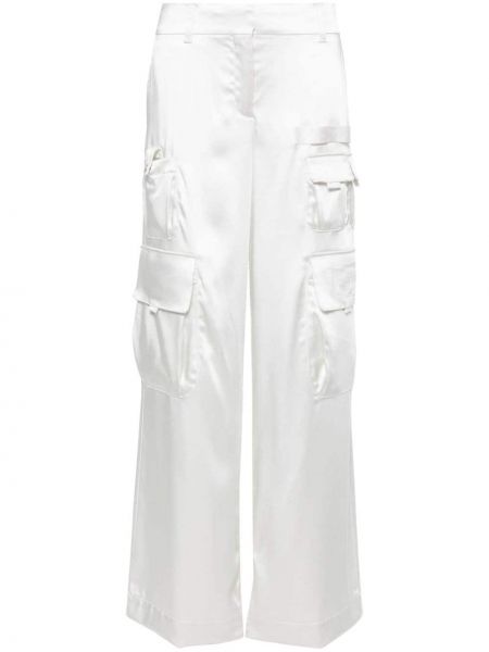 Pantaloni cargo din satin Off-white alb