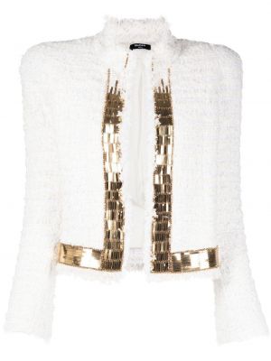 Paljett kort jacka Balmain vit